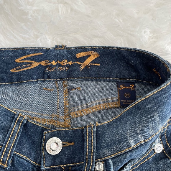 7 For All Mankind Jeans Woman’s Size 25 Embellished pockets Dark Wash Skinny ECU - Picture 6 of 9